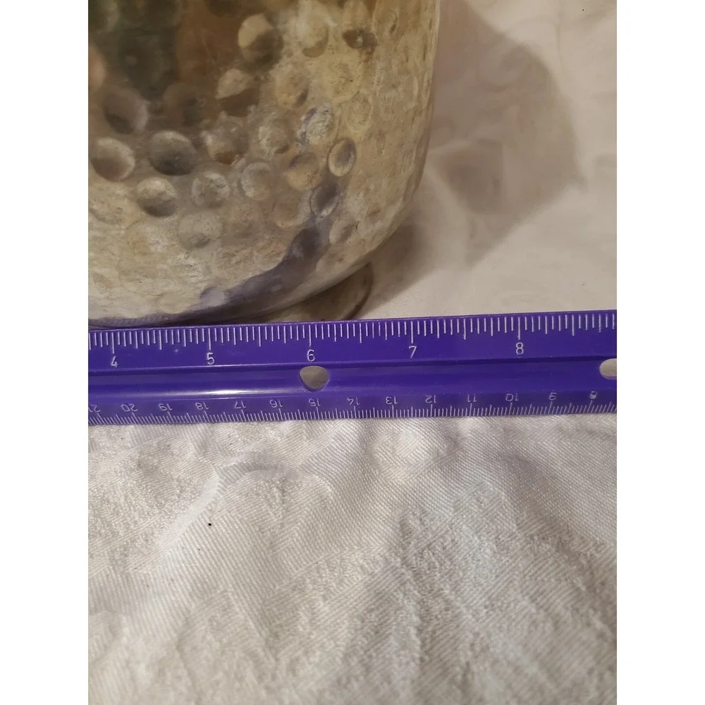 Ice Bucket VINTAGE Nasco Italian stamped on bottom Hammered Aluminum 7.5